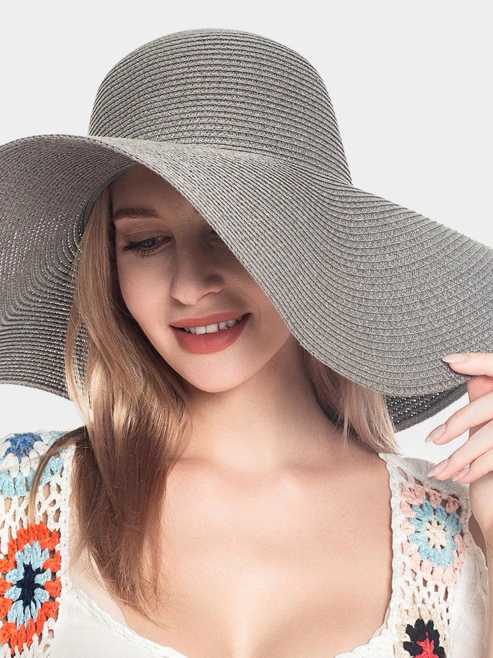 Wide Brim Sun Hat - Gray